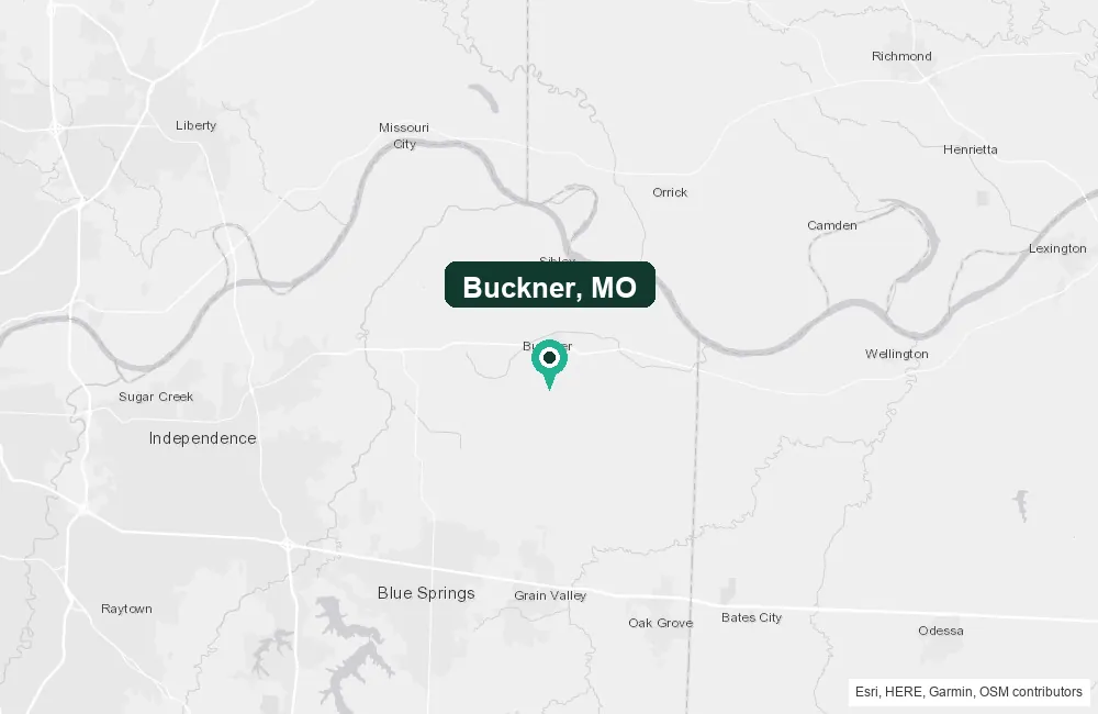 Map of Buckner, Missouri and the surrounding Jackson County area service area